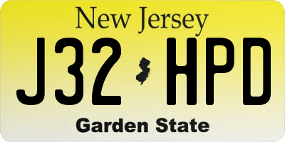 NJ license plate J32HPD