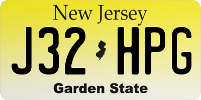 NJ license plate J32HPG