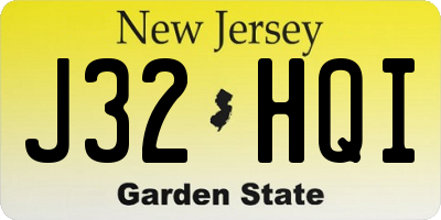 NJ license plate J32HQI