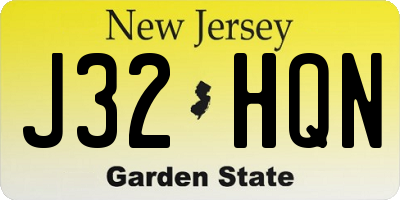 NJ license plate J32HQN