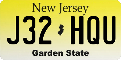 NJ license plate J32HQU