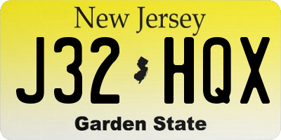 NJ license plate J32HQX