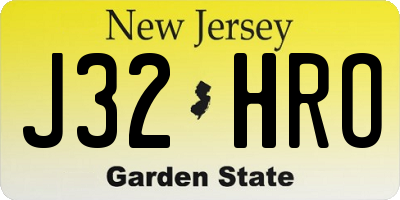 NJ license plate J32HRO