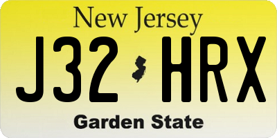 NJ license plate J32HRX