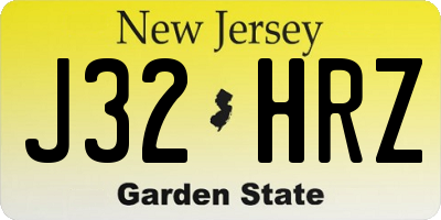 NJ license plate J32HRZ