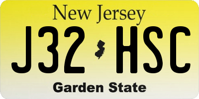 NJ license plate J32HSC