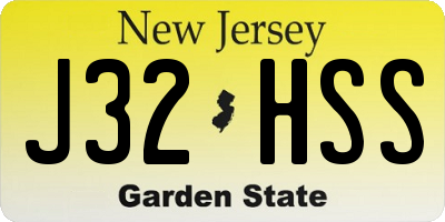 NJ license plate J32HSS