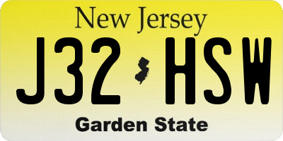NJ license plate J32HSW