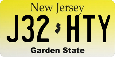 NJ license plate J32HTY