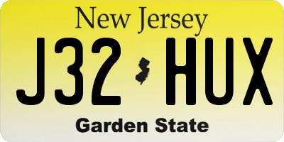 NJ license plate J32HUX