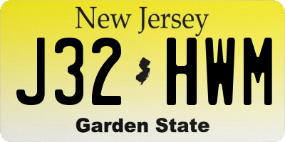 NJ license plate J32HWM