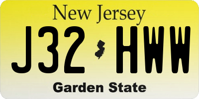 NJ license plate J32HWW