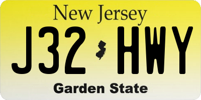 NJ license plate J32HWY