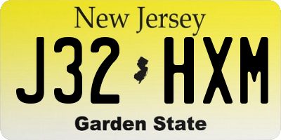 NJ license plate J32HXM