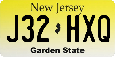 NJ license plate J32HXQ