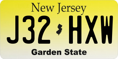 NJ license plate J32HXW