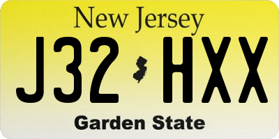 NJ license plate J32HXX