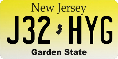 NJ license plate J32HYG