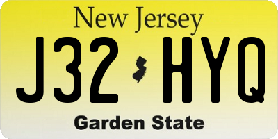 NJ license plate J32HYQ