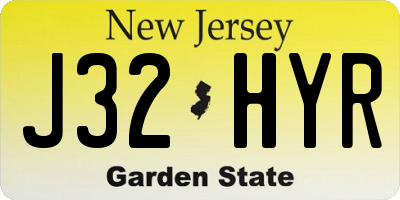 NJ license plate J32HYR