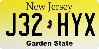 NJ license plate J32HYX
