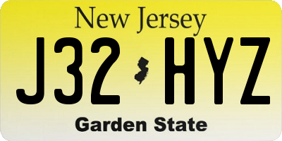 NJ license plate J32HYZ