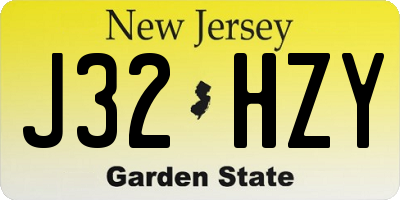 NJ license plate J32HZY