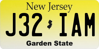 NJ license plate J32IAM