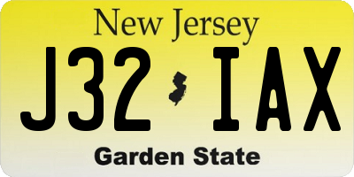 NJ license plate J32IAX