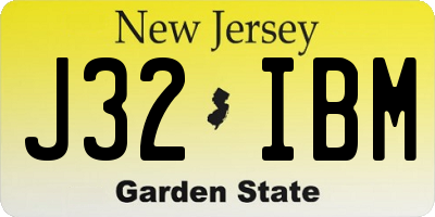 NJ license plate J32IBM