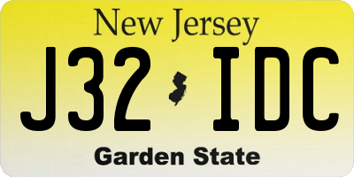 NJ license plate J32IDC