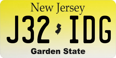 NJ license plate J32IDG