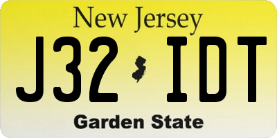 NJ license plate J32IDT