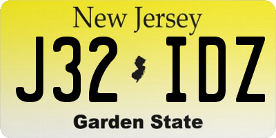 NJ license plate J32IDZ