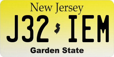 NJ license plate J32IEM