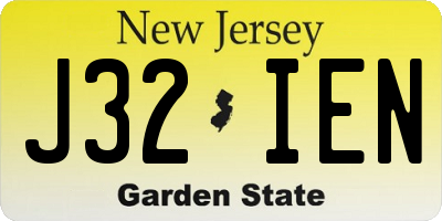 NJ license plate J32IEN