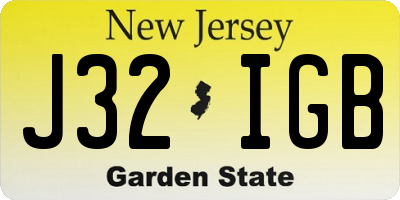 NJ license plate J32IGB