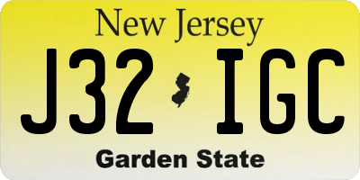 NJ license plate J32IGC