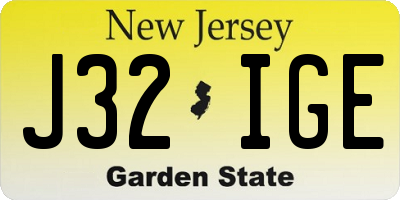 NJ license plate J32IGE