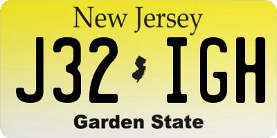 NJ license plate J32IGH