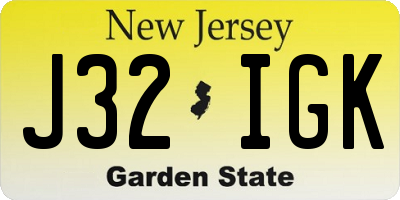 NJ license plate J32IGK