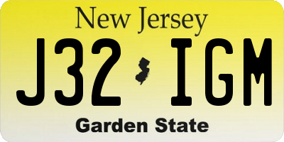 NJ license plate J32IGM