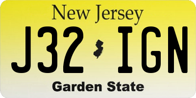 NJ license plate J32IGN
