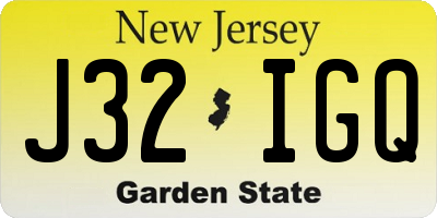 NJ license plate J32IGQ