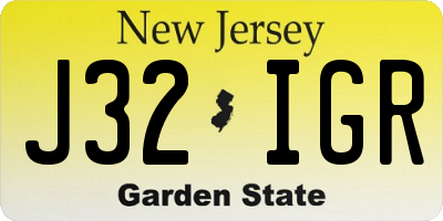 NJ license plate J32IGR