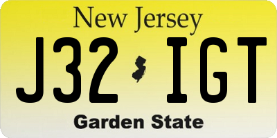 NJ license plate J32IGT
