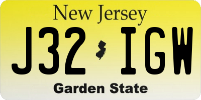 NJ license plate J32IGW