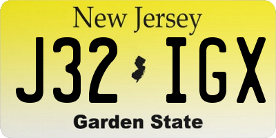 NJ license plate J32IGX