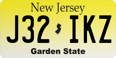 NJ license plate J32IKZ