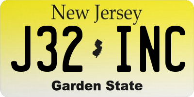 NJ license plate J32INC